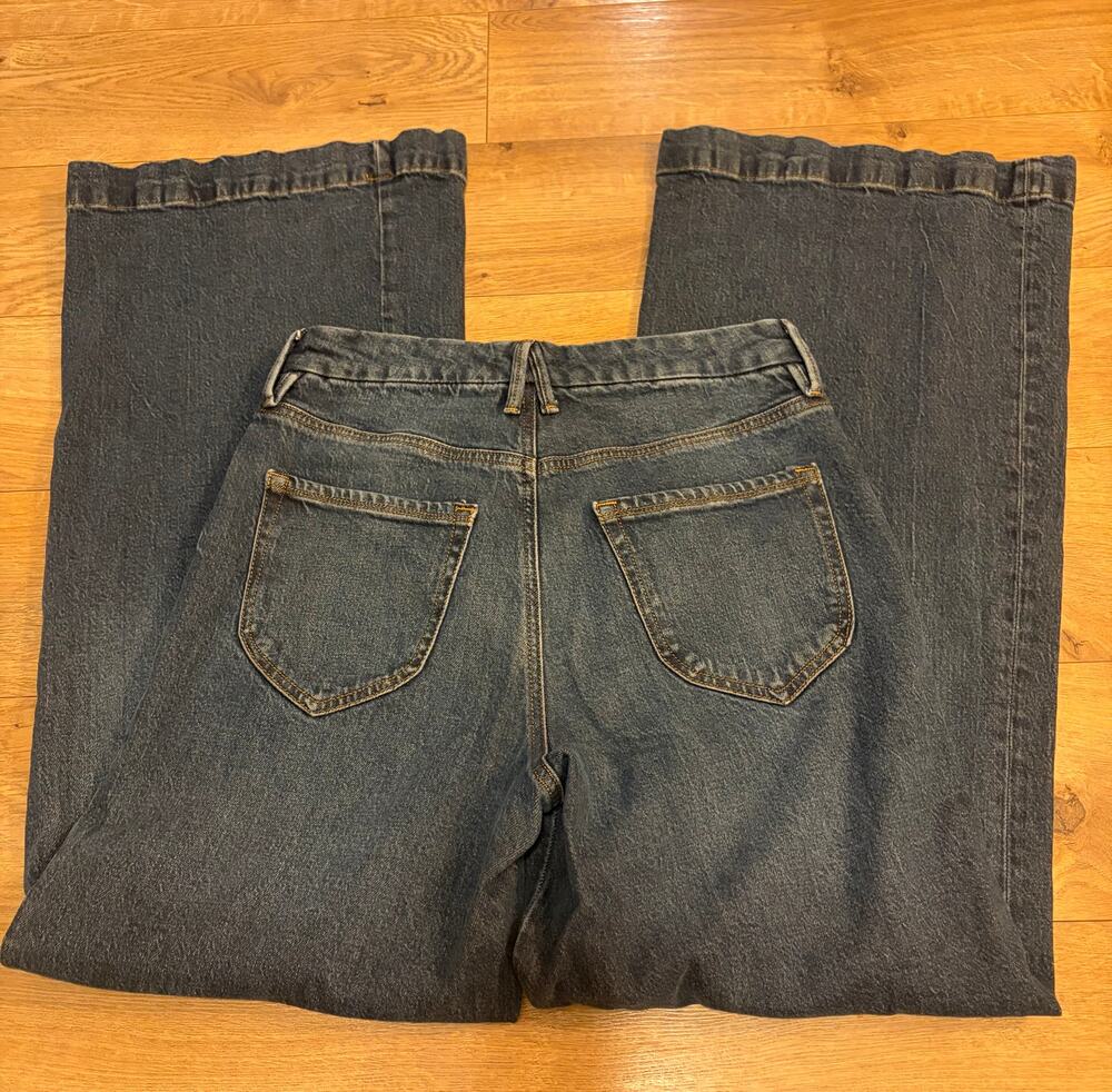 Good American Good Waist Palazzo Jeans 8/29 High Rise Wide Leg Dark Wash